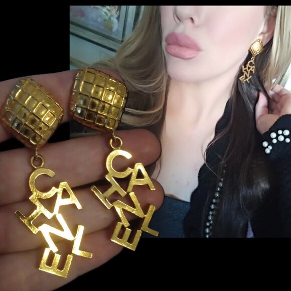 Chanel Vintage Dangle Earrings Clip-On Rare - Picture 3 of 17